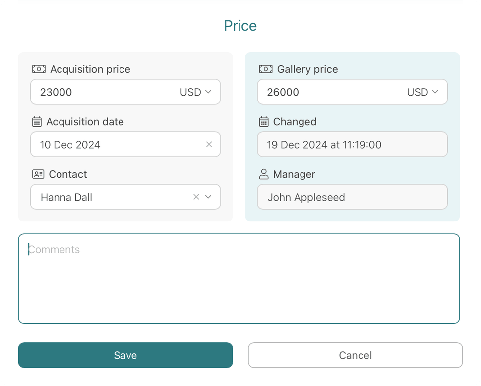 gallerist247 - Price