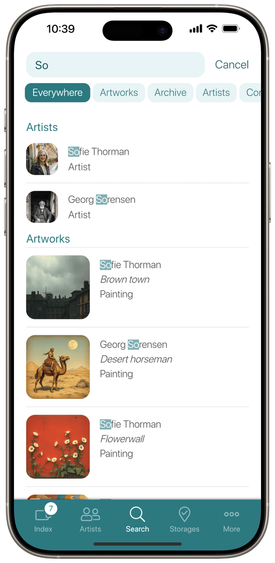 App gallerist247 - search