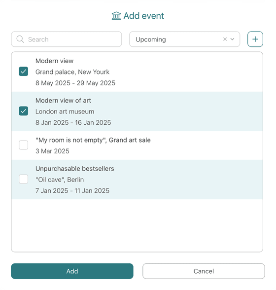 gallerist247 - add events
